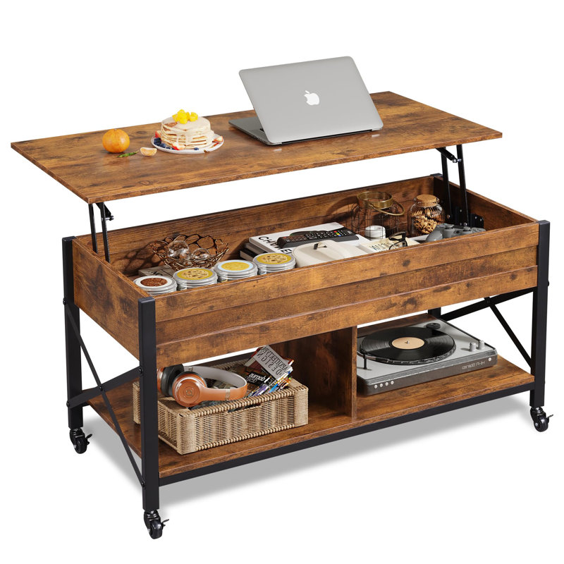 Industrial cart coffee table with storage discount